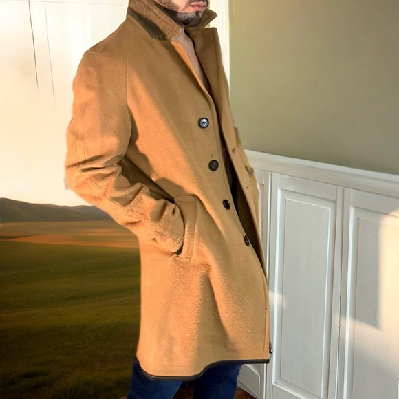 Burberry Men's Camel Wool Trench Coat - Picture 3 of 16